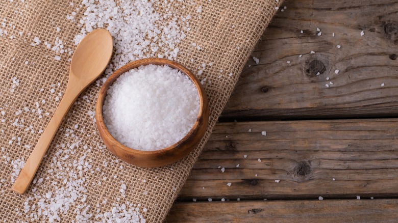 bowl of salt on table