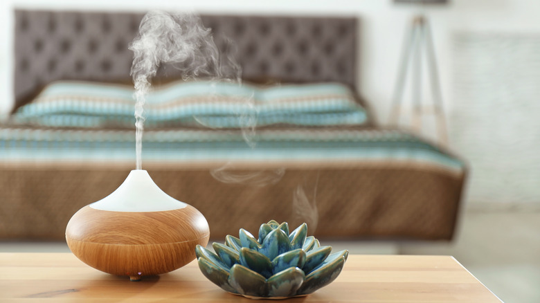 Essential oil diffuser in bedroom