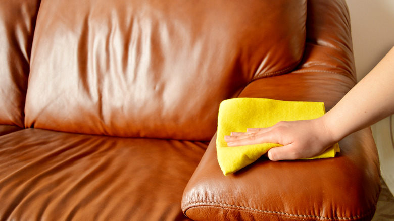 Cleaning leather sofa