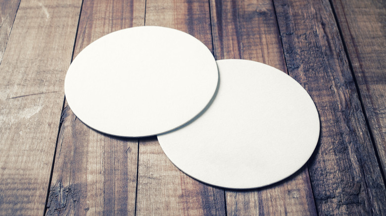 Drink coasters on wood