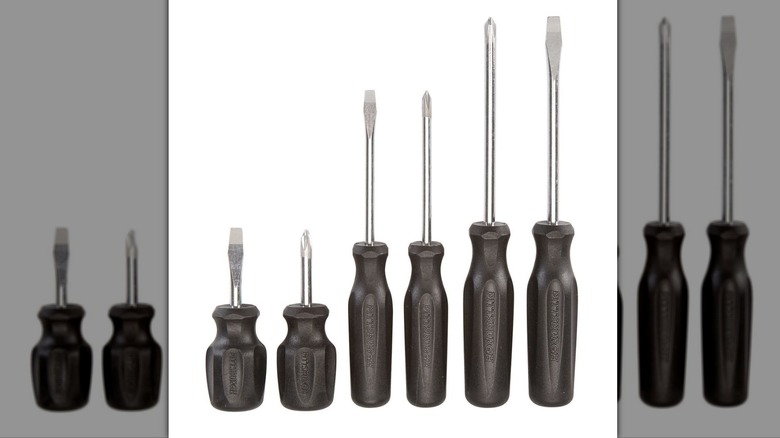 six screwdrivers of different sizes