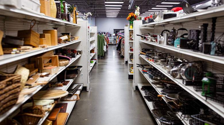 Thrift store containing a variety of home decor items