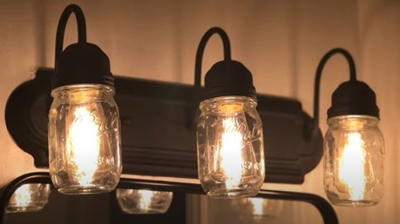 Mason jar vanity lights