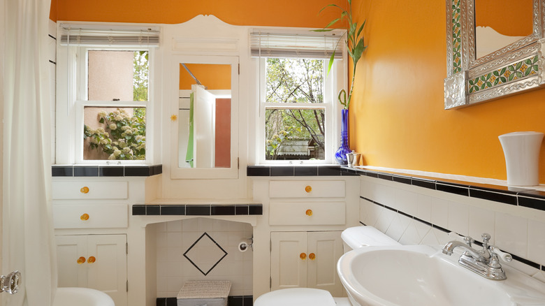 bright orange bathroom