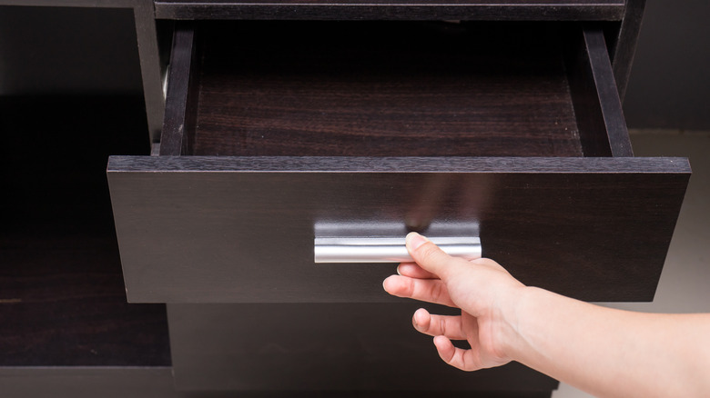 opening bathroom drawer