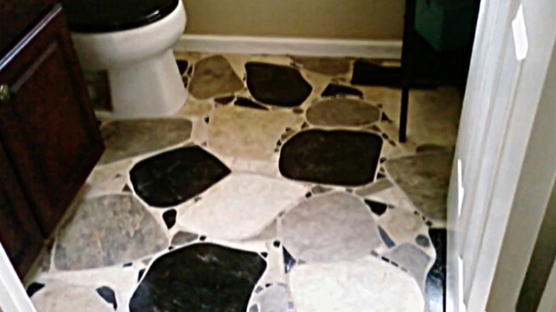 vinyl stone mosaic bathroom floor