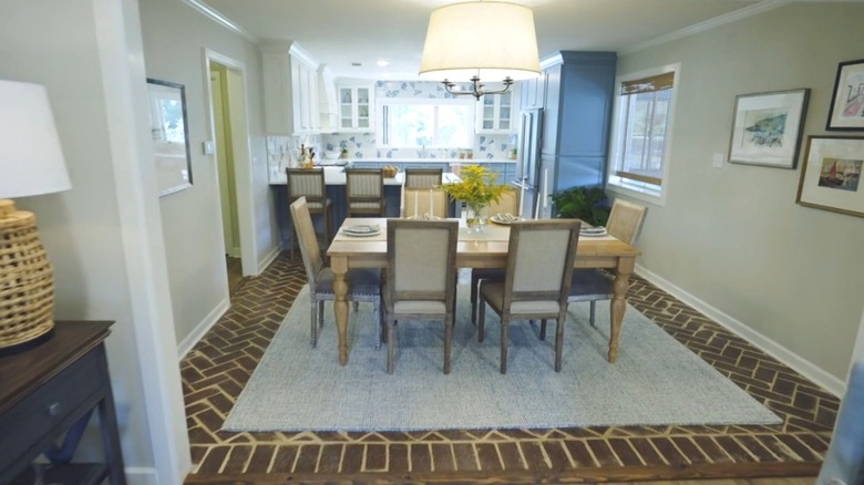 Kitchen with brick floors on HGTV's Home Town