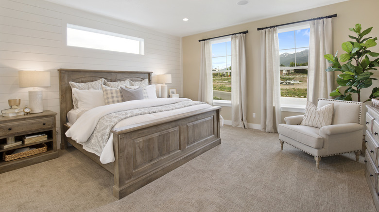 bedroom with lush carpet