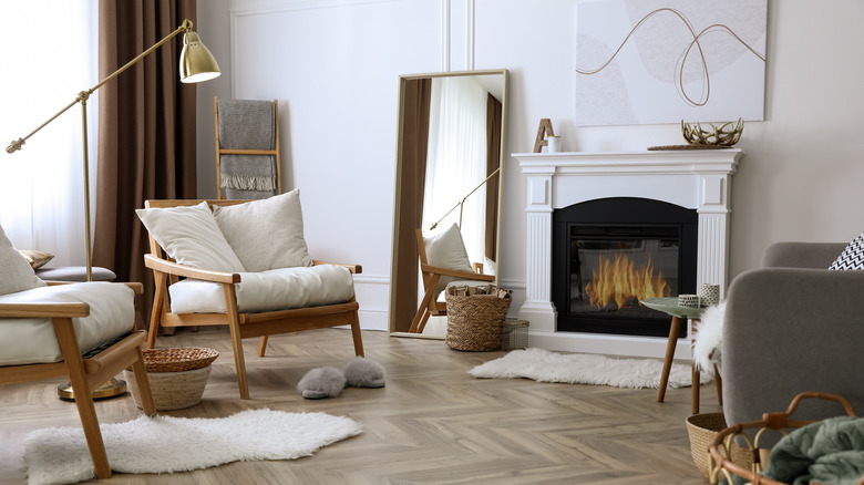 living room with fireplace