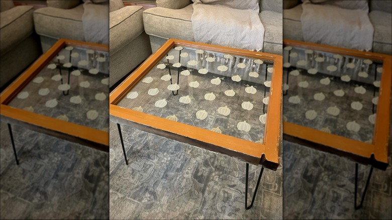 pumpkin painted coffee table