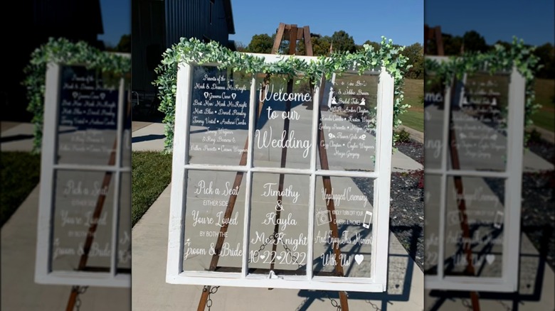 upcycled window wedding sign