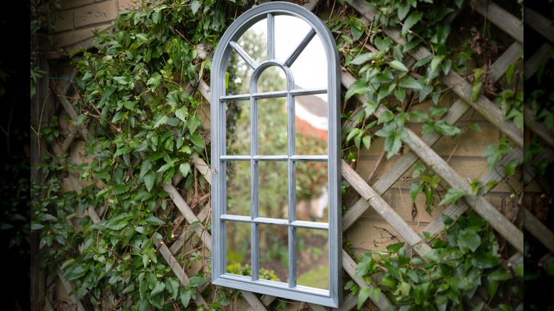 windowpane wall mirror outdoors