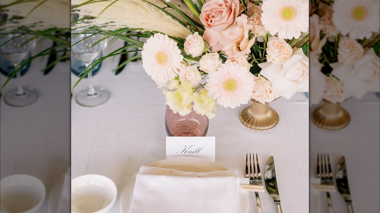 Beautiful table setting with a name card