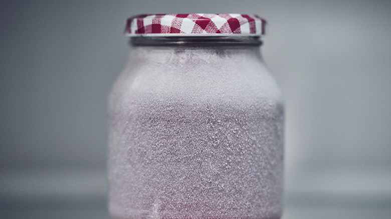 Frozen glass jar