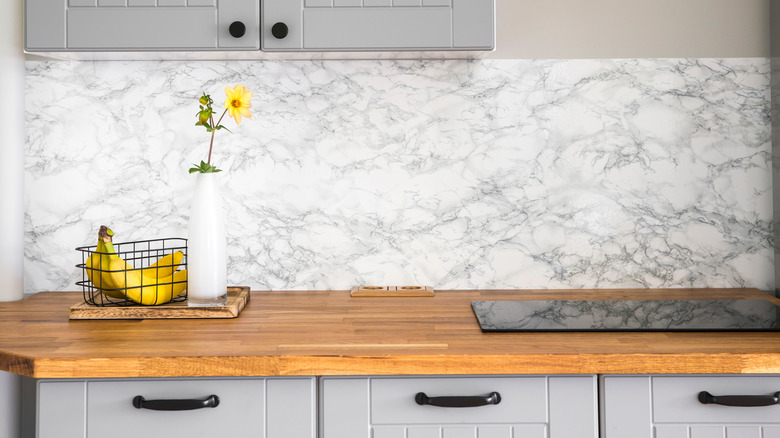 Wood countertops in kitchen