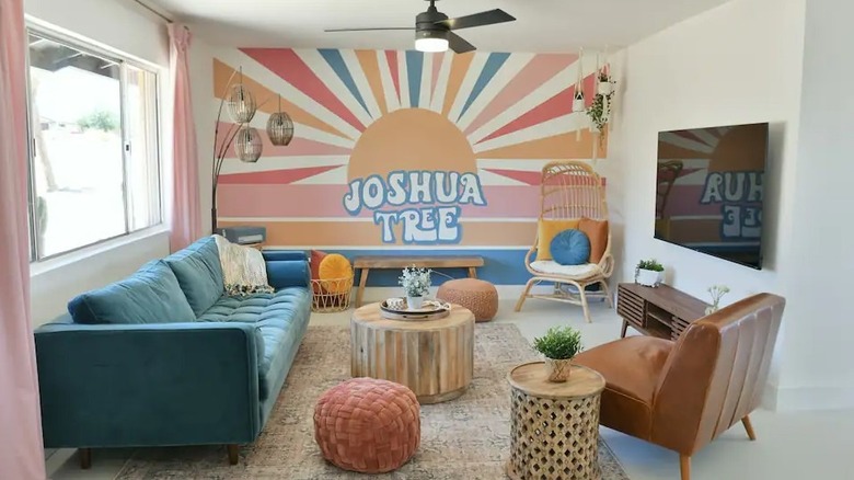 colorful desert decor in living room