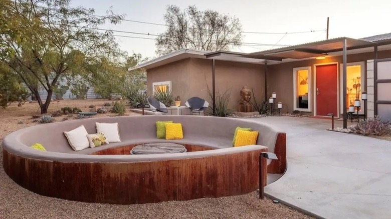 desert home patio with conversation pit