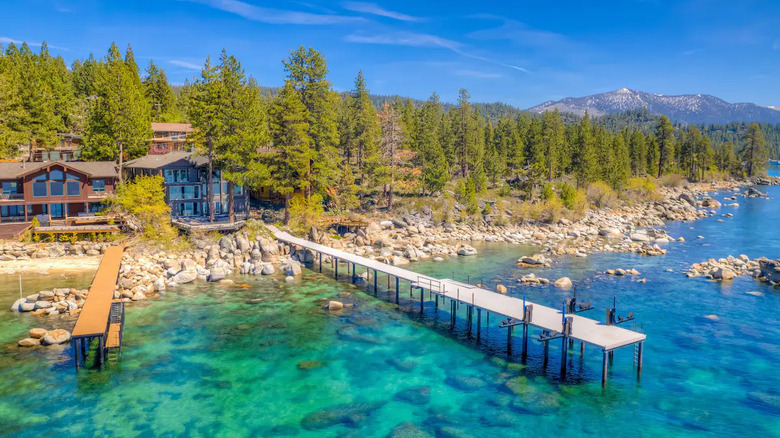 backyard overlooking Tahoe with dock