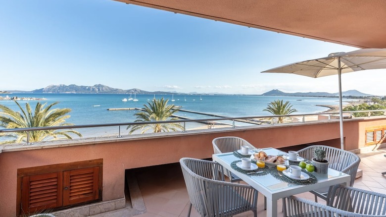 bistro table with ocean view