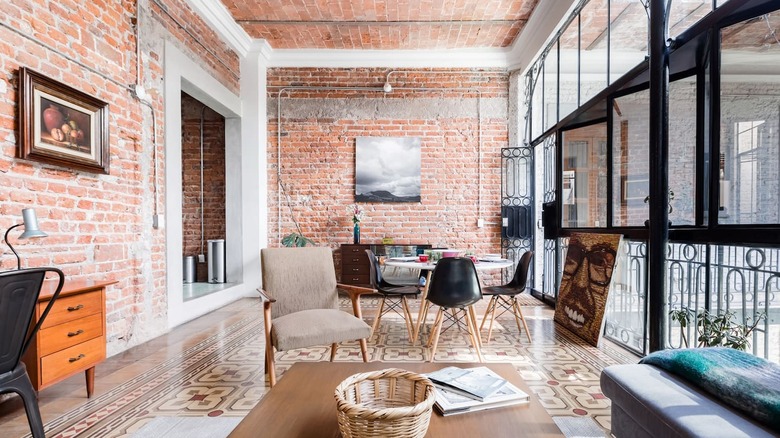 brick wall in living space