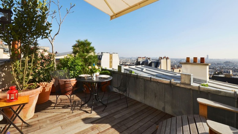 rooftop terrace overlooking Paris