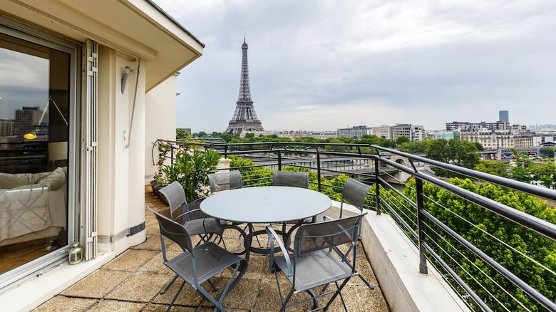 patio with view of Eiffel Tower