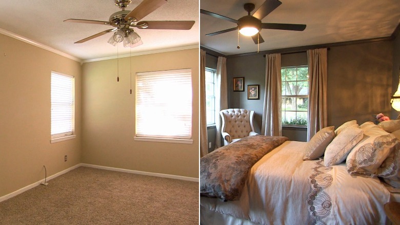 bedroom before and after redo with bed