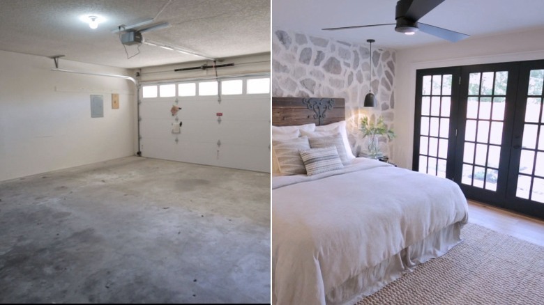 before and after bedroom renovation in garage