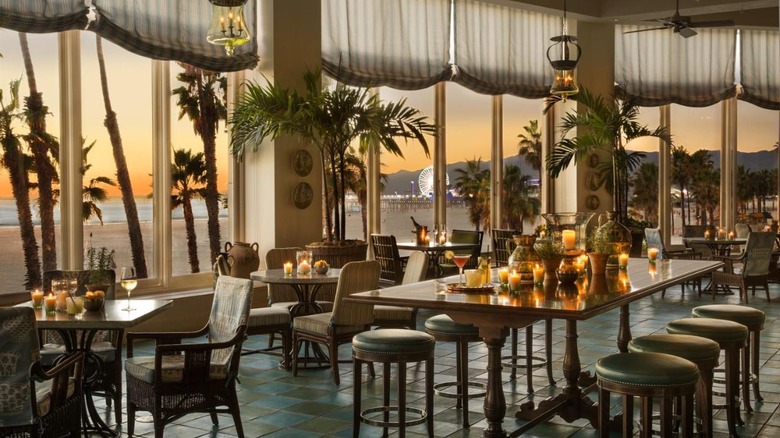 hotel dining room with pier view