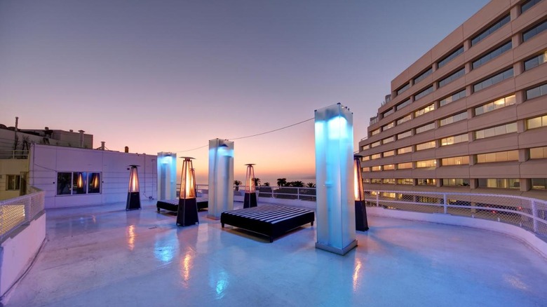 rooftop deck at sunset