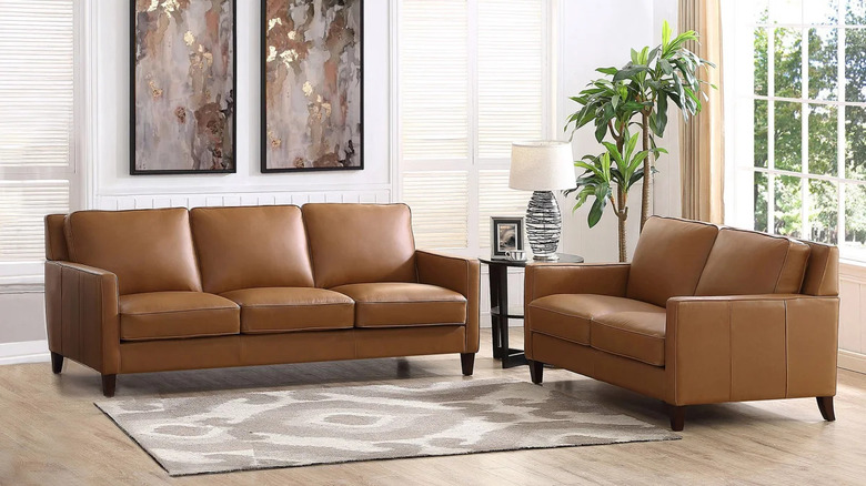 Modern orange brown sofa set