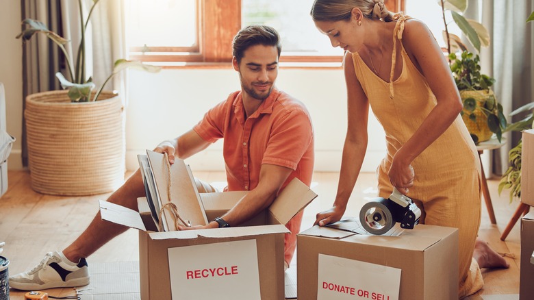 couple packing boxes