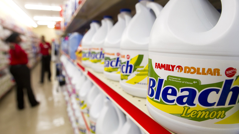 Bottles of bleach at store