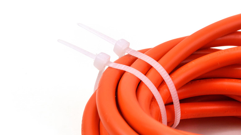 cable ties on orange cable