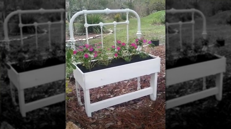 Planter box made from bed frame