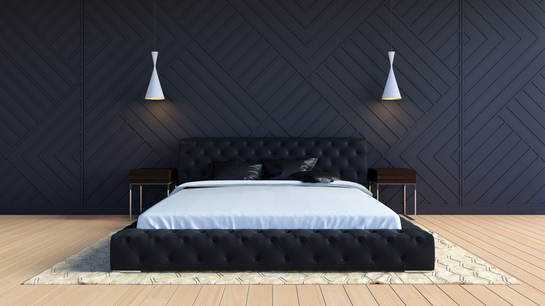 Black tufted bed frame