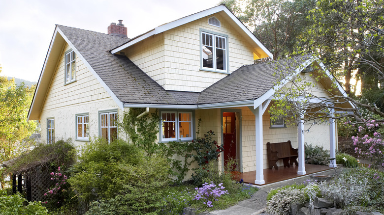 home with pale yellow siding