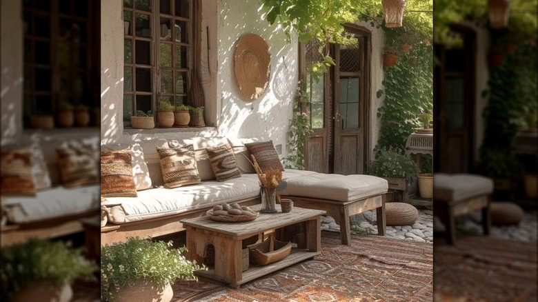 Moroccan-style boho patio