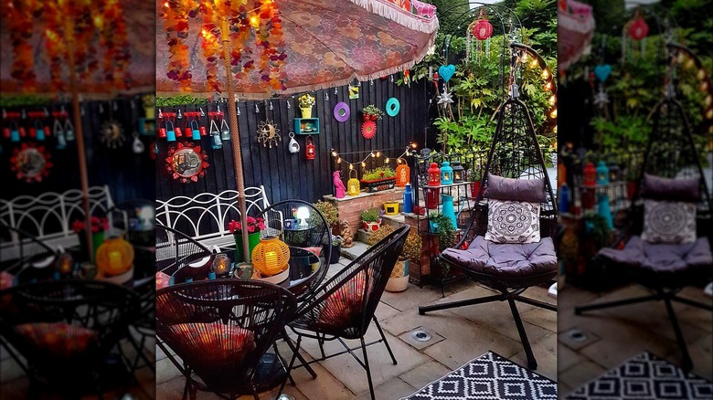 Colorful boho patio