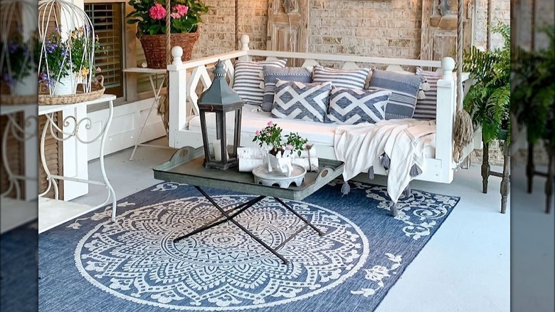 Boho rug on patio