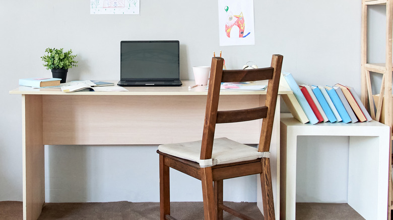 child's desk area