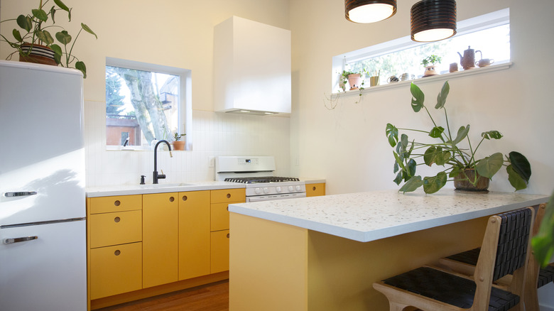 modern yellow kitchen cabinets