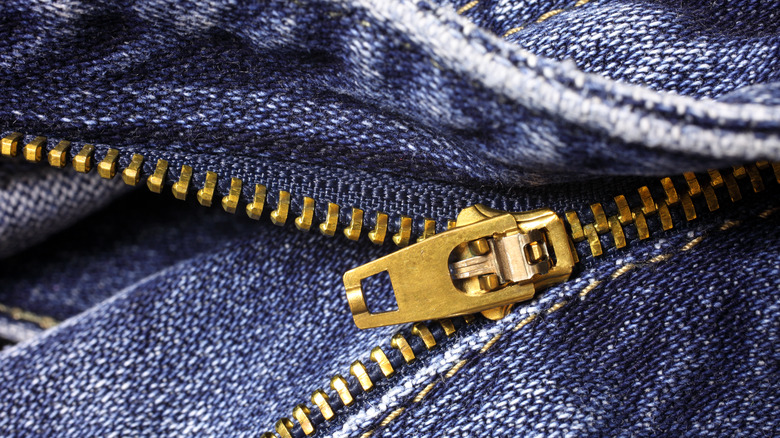 Zipper on a pair of jeans