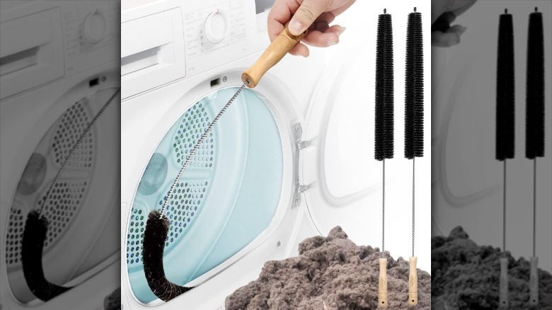 cleaning dryer lint trap with brush