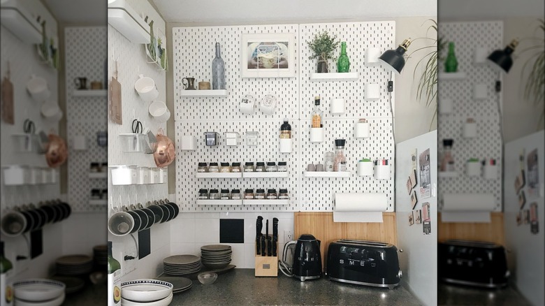 Pegboard kitchen wall 