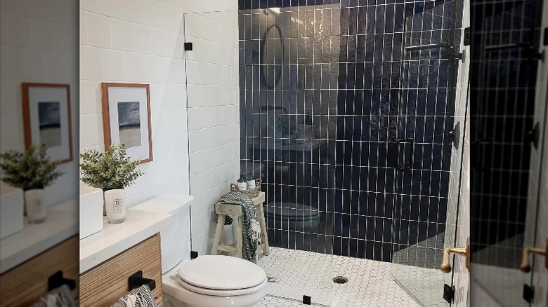 dark accent wall in shower