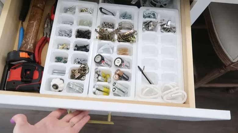 ice cube tray in tool drawer