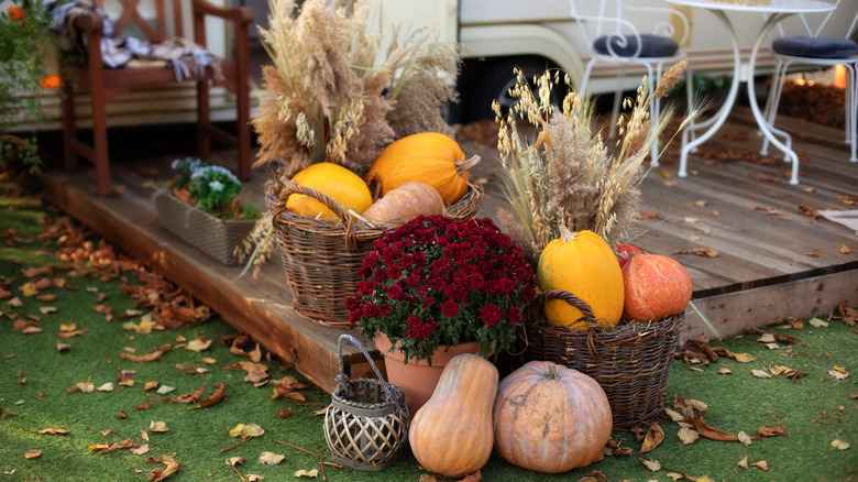 Fall decor on deck