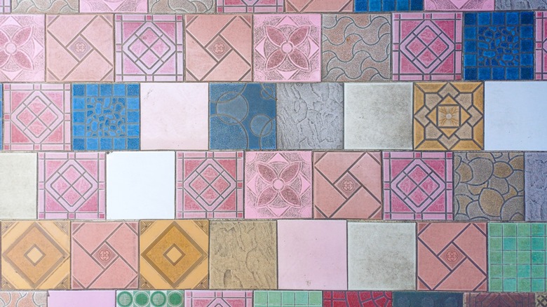 Colorful stamped patterned tiles