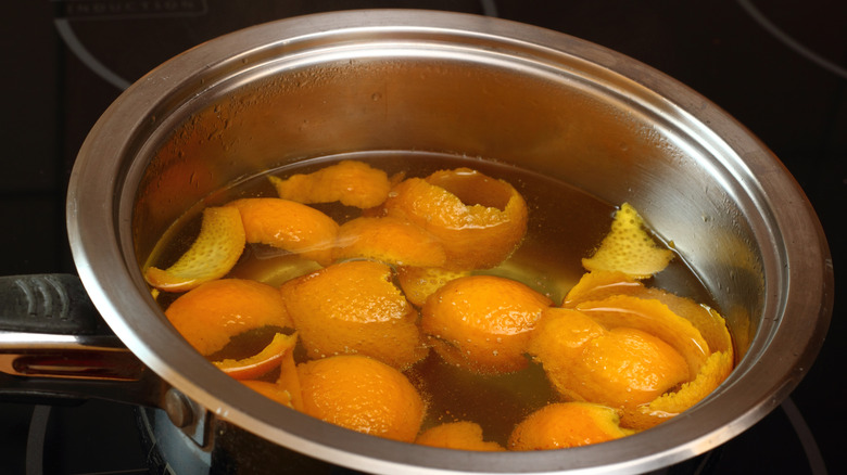 Orange peels in water